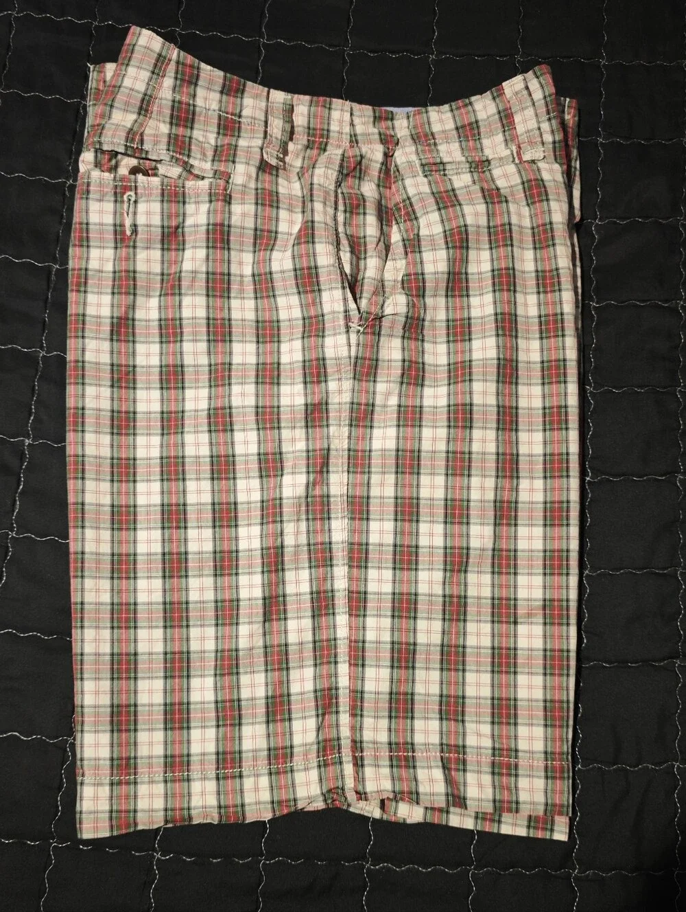 Merona Men's Plaid Cotton Shorts - Red Green Check Size 32